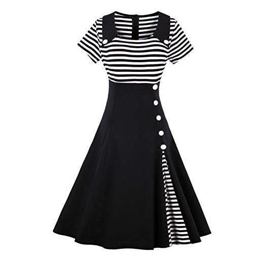 VERNASSA vestito anni '50 donna cocktail floreale abito cerimonia in cotone a-line stile vintage anni'50 abito，taglie forti s-4xl