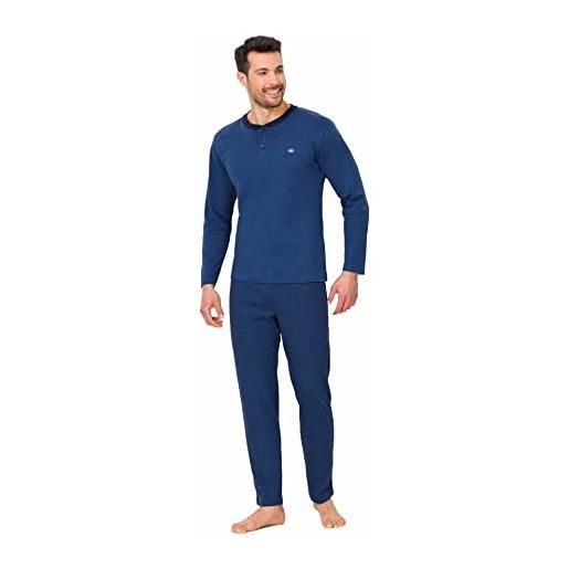 Il granchio pigiama uomo invernale - pigiama uomo caldo cotone - pigiama uomo invernale (2039 cobalto, l)
