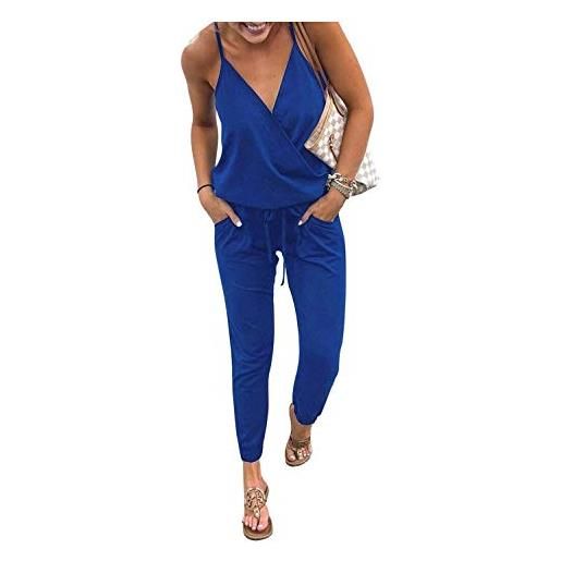 Aibayleef tuta donna estivi scollo a v senza maniche tutine da sera spiaggia elegante pantaloni lunghi tute intere jumpsuit playsuit romper sling casual