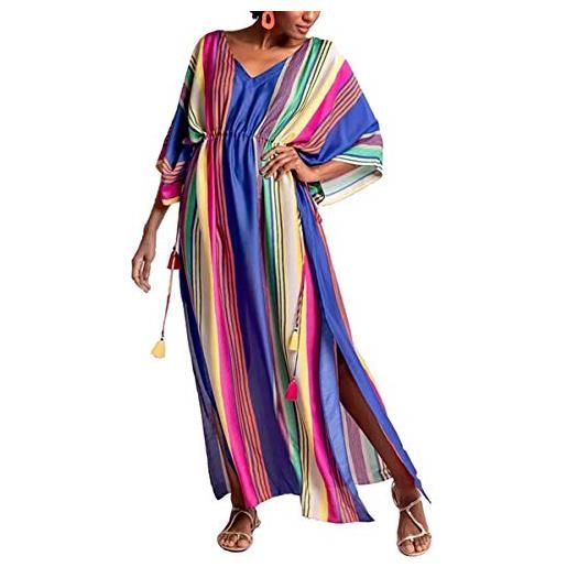 LikeJump donna lungo kaftan bohémien vestito da spiaggia abito maxi parei mare costume da bagno cover up dress estate