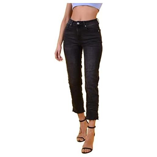 Sexy Woman pantalone jeans denim donna skinny sexy aderente (cod. H047b (nero), xl)
