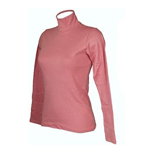RAGNO lupetto donna maglia mezzo collo manica lunga caldo e soffice cotone bio articolo d274az bio cotton, 082 rosa antico, xl