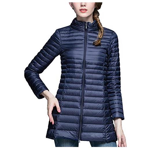 ZiXing giacca da donna lunga piumino di inverno ultra leggero cappotto parka giacche marina militare xl