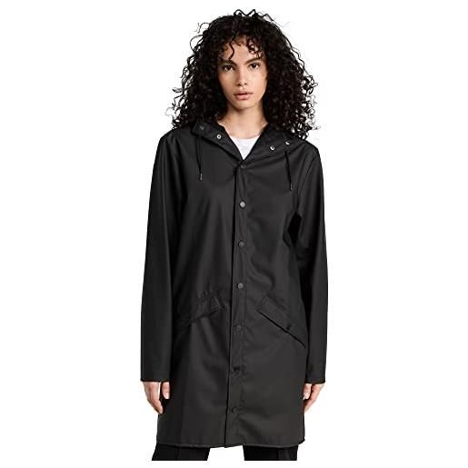 RAINS lunga giacca impermeabile, nero (01 black), xs unisex-adulto