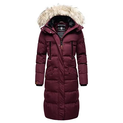 Marikoo cappotto invernale caldo da donna, con stelle di neve, taglie xs-xxl, vino, xl