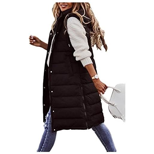 ORANDESIGNE gilet donna leggero lungo cappotto piumino senza maniche giacca donna elegante coat cerimonia tinta unita giacca blouson casuale gilet giacca con tasche e rosa s