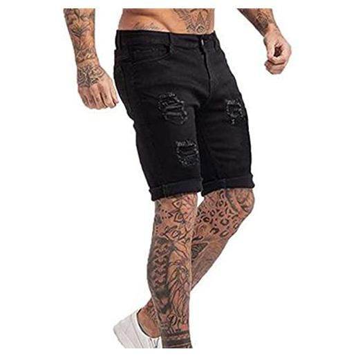 VIVICOLOR jeans corti strappati neri da uomo pantaloncini di jeans casual estivi da uomo pantaloni corti jean attillati alla moda
