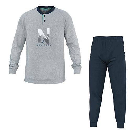 Navigare pigiama uomo cotone jersey 3 colori serafino art. 140751 (grigio medio melange - 48 / m)