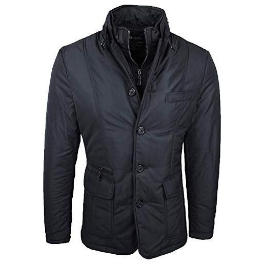 Mat Sartoriale giaccone piumino uomo invernale casual elegante giubbino giacca trench con gilet interno (nero, 3xl)