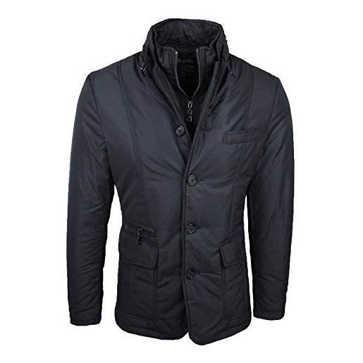 Mat Sartoriale giaccone piumino uomo invernale casual elegante giubbino giacca trench con gilet interno (nero, xl)