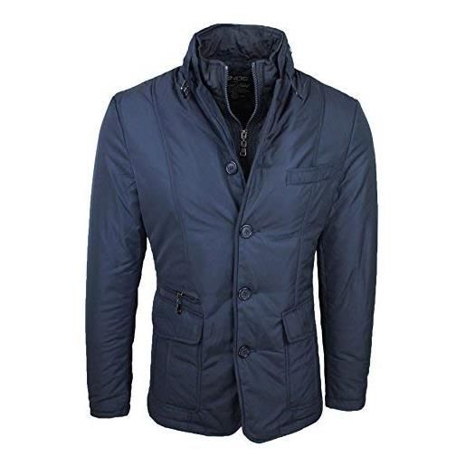 GIACCA CAPPOTTO UOMO INVERNALE BLU CASUAL ELEGANTE FORMALE CON GILET  INTERNO