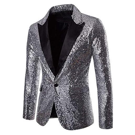 Homebaby Uomo blazer classic brillantini con paillettes glitterati giacca da abito elegante fiesta maniche lunghe colletto cappotto fashion formale casual lavoro pulsante completo