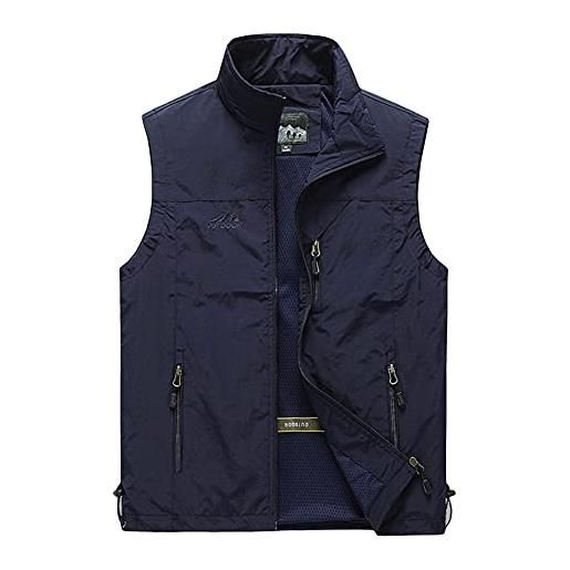 DAIHAN smanicato leggero da uomo, gilet sportivo gilet pesca giubbino da lavoro, in tessuto softshell, antivento, senza maniche, per viaggi, escursionismo, corsa e golf, marina militare, 6xl