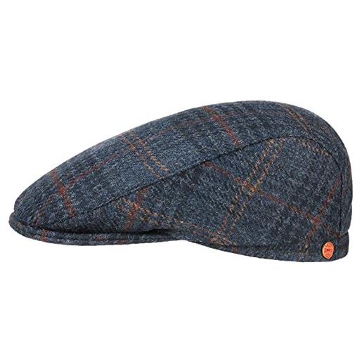 MAYSER coppola frankie soft shetland wool uomo - made in the eu cappellino lana cappello piatto invernale con visiera, fodera autunno/inverno - 56 cm blu scuro