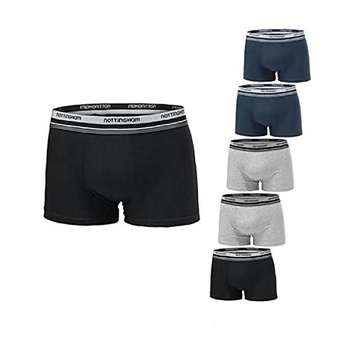 NOTTINGHAM set 6 paia slip/boxer uomo cotone bielastico nero bianco assortito (6 paia boxer bianco - 6 / xl)