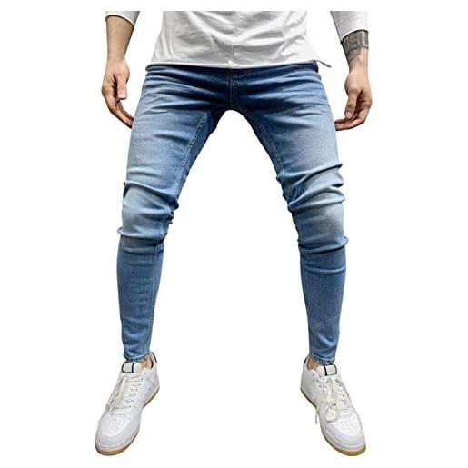 PODOLIXIA jeans da uomo, jeans strappati, jeans attillati, jeans elasticizzati, in denim, slim fit, larghi, casual, alla moda, per uomo, per il tempo libero, nero , l