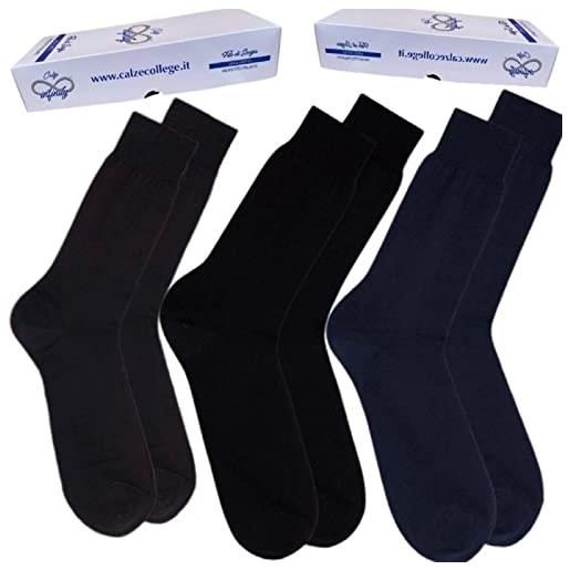 Infinity 12 paia calze corte uomo in 100% cotone filo di scozia pregiato scatolate made in italy (42-44, blu 12 paia)