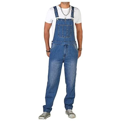 ORANDESIGNE salopette da uomo in denim salopette da uomo jeans pagliaccetti con bretelle pantaloni larghi da lavoro cargo pagliaccetti tute j blu xxl