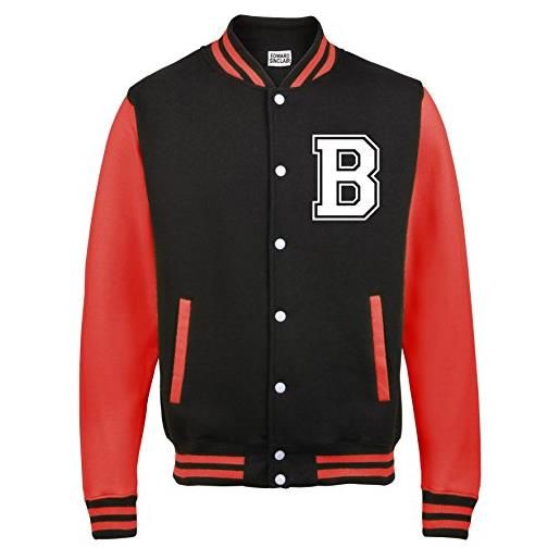 Edward Sinclair, giacca da università da bambino, personalizzabile black & red sleeves 12-13 anni