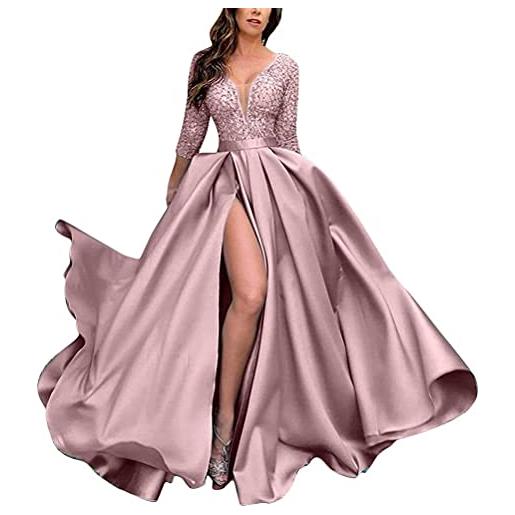 Onsoyours robe maxi à manches longues en dentelle plissée dos nu élégante cocktail soirée robe b rosa s