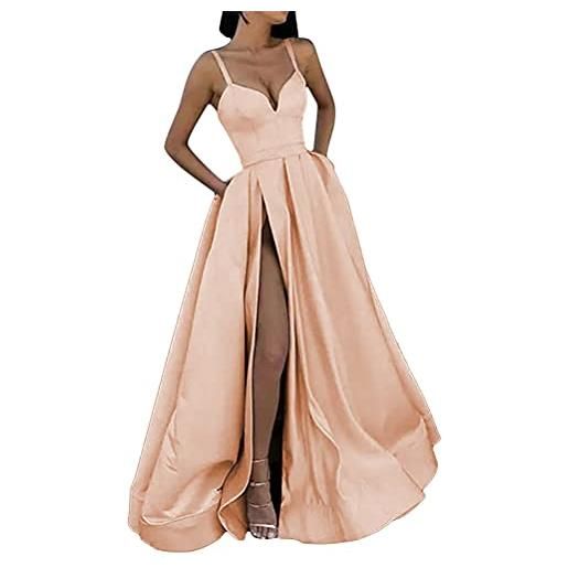 Onsoyours vestito da cerimonia donna linea ad a stile impero chiffon scollo a v senza maniche abito da damigella d blu m