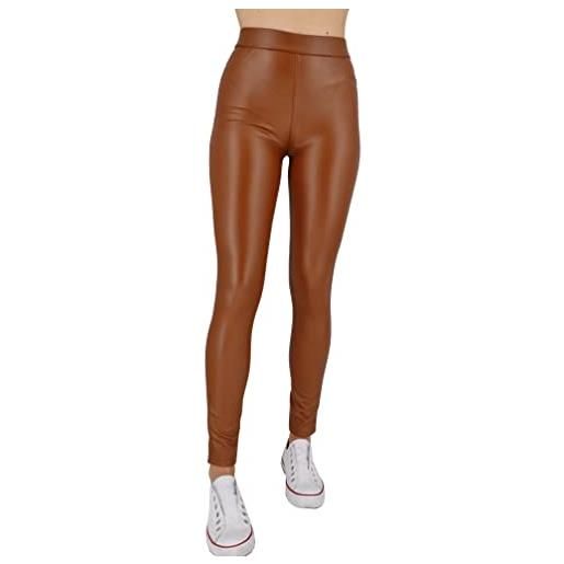 JOPHY & CO. pantaloni in ecopelle donna slim skinny (cod. 9807) (xl, fango)