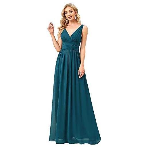 Ever-Pretty vestito da sposa donna linea ad a stile impero chiffon scollo a v senza maniche bianco 54