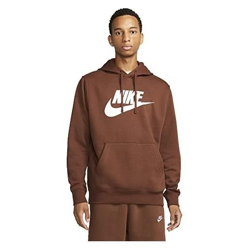 Nike felpa da uomo con cappuccio club graphic marrone taglia xl codice bv2973-259