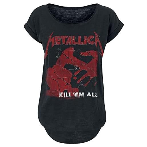Metallica kill 'em all shattered donna t-shirt nero m 100% cotone largo