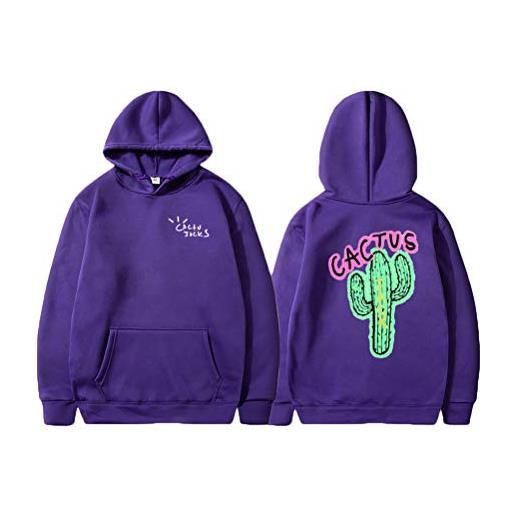 Tomwell felpa con cappuccio cactus stampa hip-hop hoodie manica lunga sportivo sweatshirt pullover per donna uomo streetwear rosa l