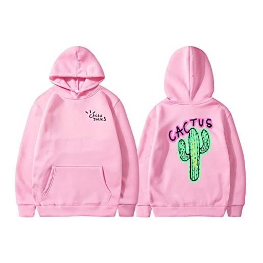 Tomwell felpa con cappuccio cactus stampa hip-hop hoodie manica lunga sportivo sweatshirt pullover per donna uomo streetwear rosa l