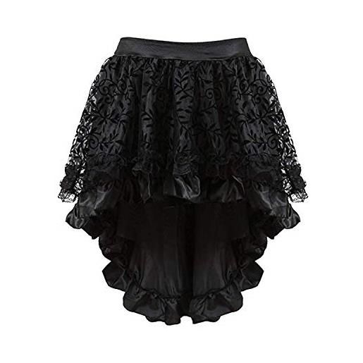 Zooma gonna gotica da donna, in pizzo nero, stile steampunk, lunga ed elastica, stile corsetto, 6249-marrone, s