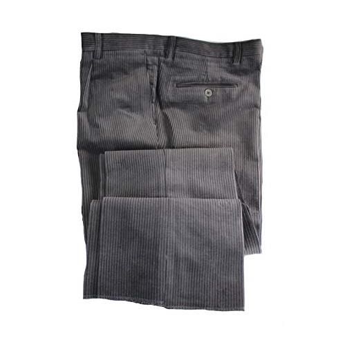 Profili di Toscana. Pantalone uomo velluto duca visconti di modrone elasticizzato. Taglie forti. Made in italy (54, grigio)