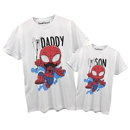 thedifferent t-shirt maglietta coppia uomo bambino spider daddy spider son festa papà figlio compleanno idea regalo