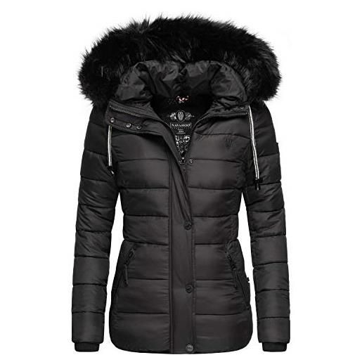 Navahoo zuckerbiene - giacca invernale da donna trapuntata con pelliccia sintetica rimovibile, bordeaux, s