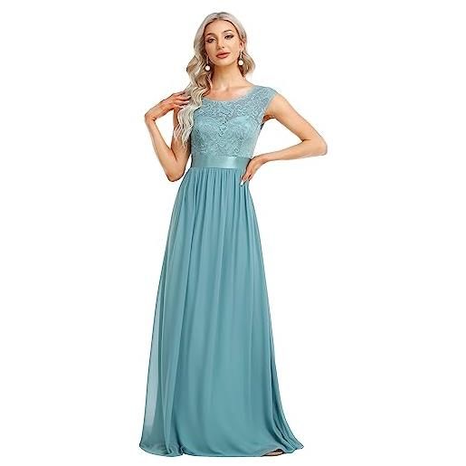Ever-Pretty vestito da sera classico scollo a rotondo pizzo linea ad a stile impero chiffon elegante donna borgogna 54