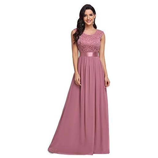 Ever-Pretty vestiti da sera tracolla regolabile scollo a v con paillettes tulle lunghezza del piano da donna rosa 52