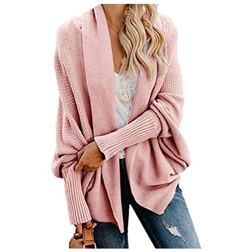ORANDESIGNE cardigan a maniche lunghe da donna moda casual bavero maglione cappotto cardigan invernale lungo maglieria casual invernale chic maglione lungo a rosa