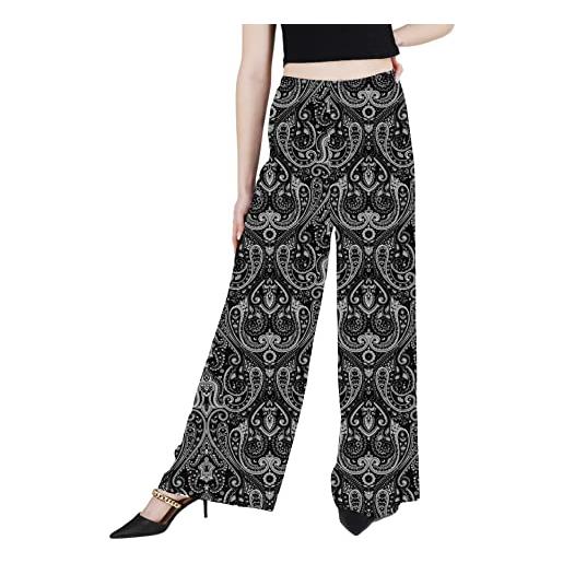 JOPHY & CO. pantalone a gamba larga donna 100% viscosa (cod. 6390) (m, nero paisley)
