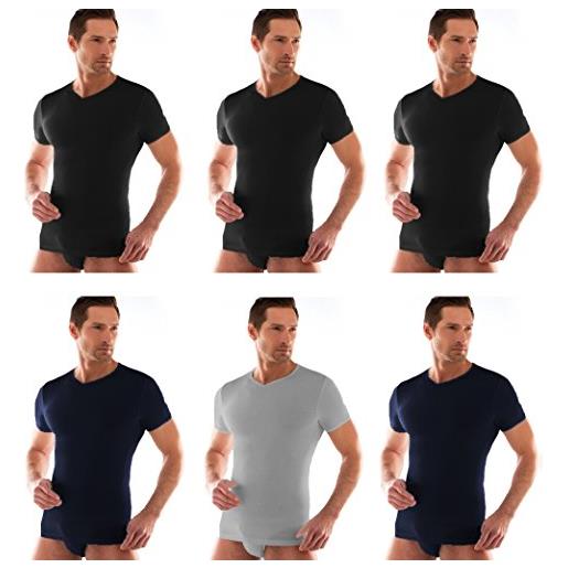 Liabel 6 t-shirt uomo mezza manica scollo a v cotone elasticizzato art. 03858/g53 colorato (6/xl)