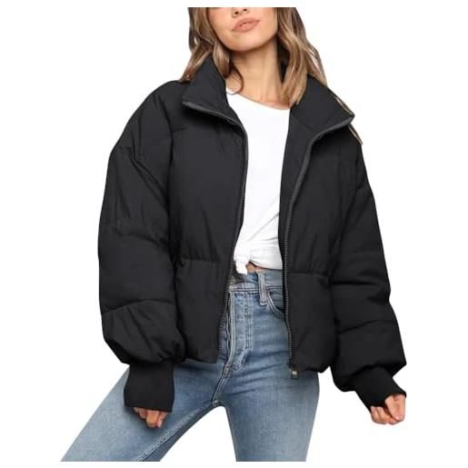 ticticlily piumino donna invernale giacca puffer giubbino chic causale giacche autunnali cappotto pelle corte giubbotto caldo tinta unita cappotti per donna short bomber jacket a bianco s