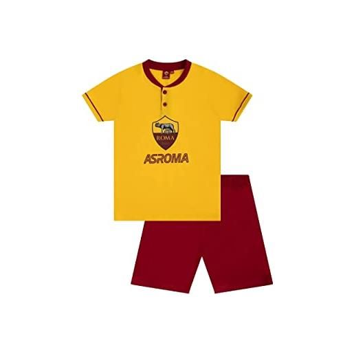 Liabel pigiama bambino ragazzo corto in cotone as roma prodotto ufficiale art. Romak pc23 (giallo, 7/8 anni)
