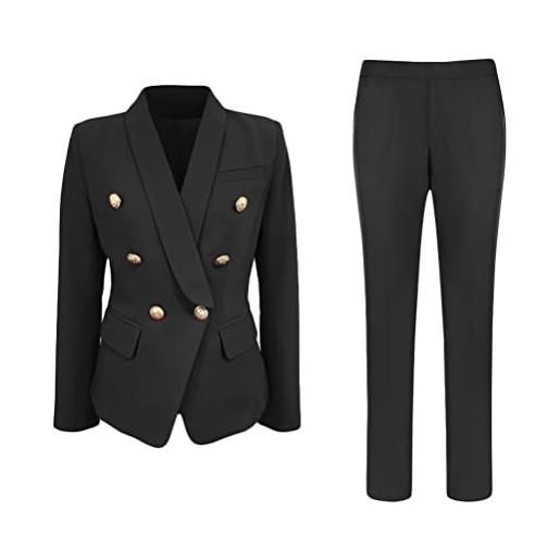 ORANDESIGNE donne ufficio 2 pezzi pantaloni vestito classico business blazer slim fit formale cappotto a maniche lunghe giacca da lavoro c giallo s