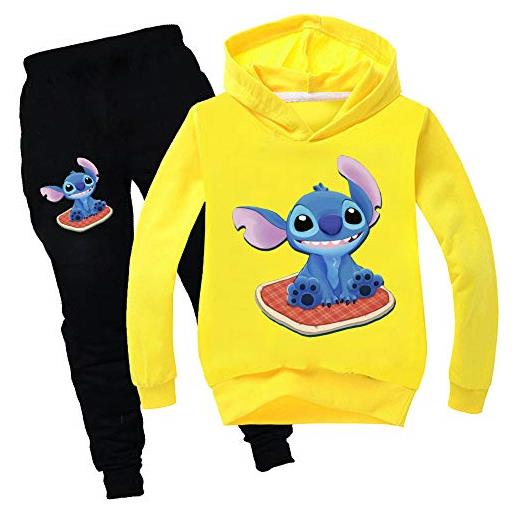 Proxiceen stitch hoodies - tuta sportiva da jogging con cappuccio, per ragazzi e ragazze a6 130 cm