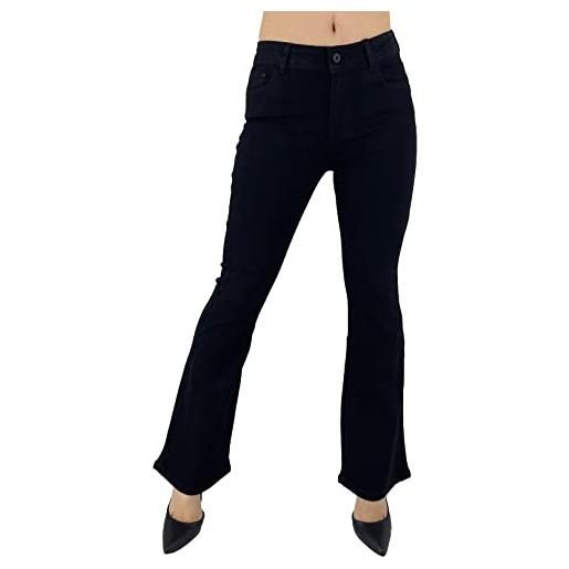 JOPHY & CO. pantalone palazzo jeans denim donna elasticizzato in cotone con tasche e gamba a zampa d'elefante (cod. 197, 197-1, 208, 198, 146) (blu (cod. 146), s)