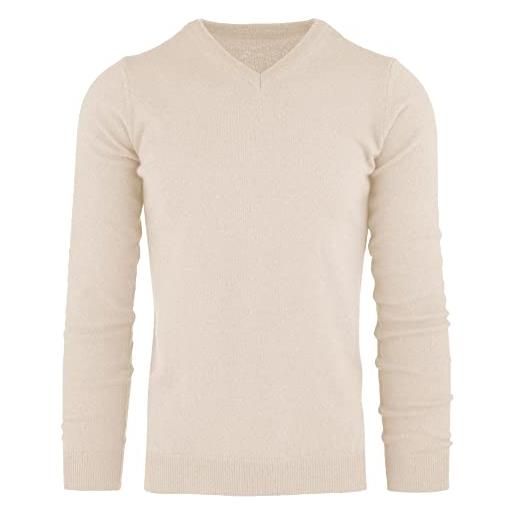 Cashmere Zone - maglione uomo collo a v in 100% cashmere lana kashmire invernale con manica lunga (antracite, m)