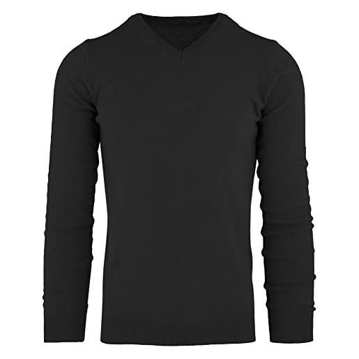 Cashmere Zone - maglione uomo collo a v in 100% cashmere lana kashmire invernale con manica lunga(panna, xl)