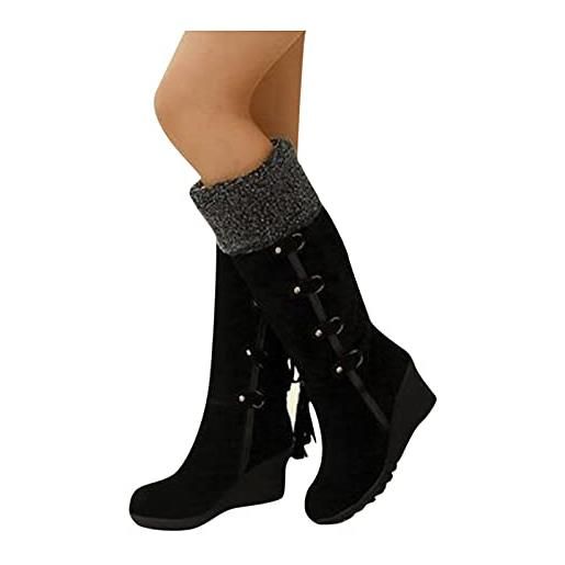 Kobilee stivali donna invernali elasticizzati sexy curvy western boots vintage larghi camoscio stivali alti stivali cowboy morbidi caldo pelle anfibi stivaletti sopra il ginocchio con tacco
