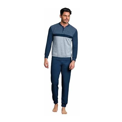 Enrico Coveri pigiama uomo invernale + calza coveri omaggio pigiama uomo in caldo jacquard pigiama uomo felpato caldo confortevole (m, 2075 jeans+ calza)