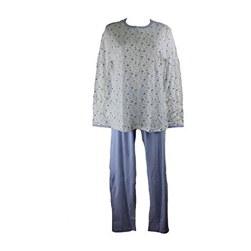 Linclalor pigiama donna caldo cotone serafino art. 92626 taglie forti 46-64 (panna ibisco, 56)